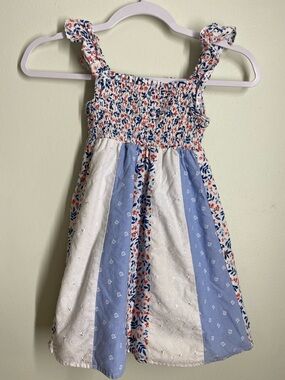 Penelope Mack Blue, White & Orange Floral Patch Sundress